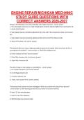 ENGINE REPAIR MICHIGAN MECHANIC &NewLine;STUDY GUIDE QUESTIONS WITH &NewLine;CORRECT ANSWERS 2026-2027