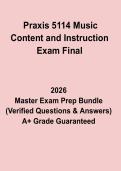 Praxis 5114 Music Content and Instruction Exam Final &ndash; Complete Study Guide&comma; Practice Questions & Exam Review PDF