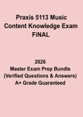 Praxis 5113 Music Content Knowledge Exam Final &ndash; Complete Study Guide&comma; Practice Questions & Exam Review PDF