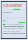 CDI FINAL EXAM Simplified Questions&NewLine;& Answers for Quick Understanding