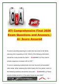 ATI Comprehensive Final Exam 2026 &vert; 250&plus; Practice Questions & Verified Answers &vert; Pharmacology&comma; Med-Surg&comma; Pediatrics&comma; Mental Health&comma; Maternal-Newborn & NCLEX Review