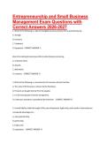 Entrepreneurship and Small Business Management Exam Questions with Correct Answers 2026-2027&period;