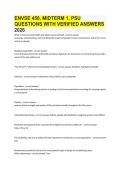 ENVSE 450&comma; MIDTERM 1&comma; PSU QUESTIONS WITH VERIFIED ANSWERS 2026
