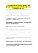 California Driver' License Written Test Practice Questions and Verified Correct Answers 2026&sol;2027