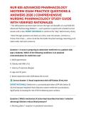 NUR 635 ADVANCED PHARMACOLOGY MIDTERM EXAM PRACTICE QUESTIONS & ANSWERS 2026 &vert; COMPREHENSIVE NURSING PHARMACOLOGY STUDY GUIDE WITH VERIFIED RATIONALES