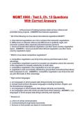 MGMT 4660 - Test 3&comma; Ch&period; 13 Questions With Correct Answers
