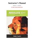 Absolute C&plus;&plus; 6th Edition  by Walter Savitch&comma; Kenrick Mock  &mdash; Complete Instructor's Manual &lpar;Ch&period; 1-20&rpar;