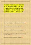 CONSTRUCTION EXAM 1 2026&sol;2027 &NewLine;WITH 200&plus; QUESTIONS AND 100&percnt; &NewLine;CORRECT ANSWERS &vert; ALREADY &NewLine;GRADED A&plus; &vert; GUARANTEED PASS &vert; &NewLine;CONSTRUCTION LATEST EXAM 