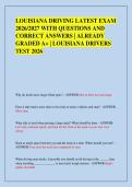 LOUISIANA DRIVING LATEST EXAM &NewLine;2026&sol;2027 WITH QUESTIONS AND &NewLine;CORRECT ANSWERS &vert; ALREADY &NewLine;GRADED A&plus; &vert; LOUISIANA DRIVERS &NewLine;TEST 2026 