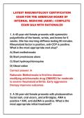 2026-2027 LATEST RHEUMATOLOGY CERTIFICATION&NewLine;EXAM FOR THE AMERICAN BOARD OF&NewLine;INTERNAL MEDICINE &lpar;ABIM&rpar; &vert; COMPLETE&NewLine;EXAM Q&A WITH RATIONALES