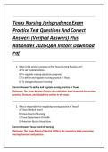Texas Nursing Jurisprudence Exam &NewLine;Practice Test Questions And Correct &NewLine;Answers &lpar;Verified Answers&rpar; Plus &NewLine;Rationales 2026 Q&A Instant Download &NewLine;Pdf