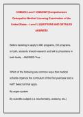 COMLEX Level 1 2026&sol;2027&lpar;Comprehensive &NewLine;Osteopathic Medical Licensing Examination of the &NewLine;United States &ndash; Level 1&rpar; QUESTIONS AND DETAILED &NewLine;ANSWERS 