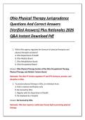 Ohio Physical Therapy Jurisprudence &NewLine;Questions And Correct Answers &NewLine;&lpar;Verified Answers&rpar; Plus Rationales 2026 &NewLine;Q&A Instant Download Pdf 