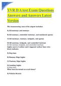 YVR D A test Exam Questions Answers and Answers Latest Version