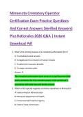 Minnesota Crematory Operator &NewLine;Certification Exam Practice Questions &NewLine;And Correct Answers &lpar;Verified Answers&rpar; &NewLine;Plus Rationales 2026 Q&A &vert; Instant &NewLine;Download Pdf 