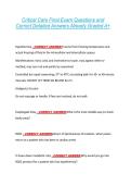 Critical Care Final Exam Questions and &NewLine;Correct Detailed Answers Already Graded A&plus; 