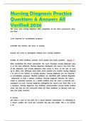 Nursing Diagnosis Practice Questions & Answers All Verified 2026