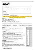 aqa gcse religious studies b 8063&sol;2a paper 2a perspectives on faith themes question paper and mark scheme