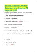 Nursing Diagnosis Review Questions and Answers All Updated 2026