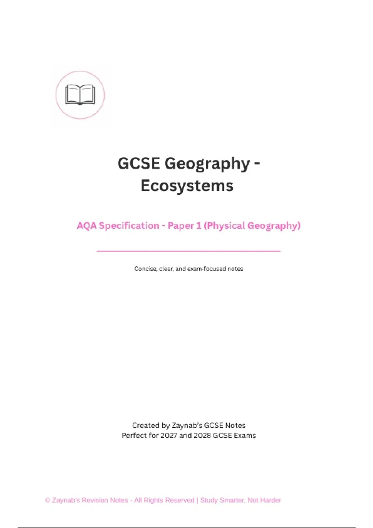 Summary GCSE Geography Ecosystems Notes (AQA Paper 1) - Geography ...