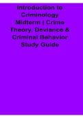 Introduction to Criminology Midterm 2026 Updated Study Guide&colon; Crime Theory&comma; Deviance and Criminal Behavior Fundamentals