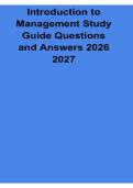 Introduction to Management Study Guide Questions and Answers 2026&ndash;2027 Updated&colon; Key Concepts&comma; Theories and Business Management Exam Prep