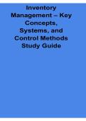 Inventory Management 2026 Updated Study Guide&colon; Key Concepts&comma; Systems and Control Methods in Inventory and Supply Chain Management