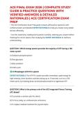 ACE FINAL EXAM 2026 &vert; COMPLETE STUDY GUIDE & PRACTICE QUESTIONS WITH VERIFIED ANSWERS & DETAILED RATIONALES &vert; ACE CERTIFICATION EXAM PREP