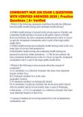 COMMUNITY NUR 206 EXAM 1 QUESTIONS&NewLine;WITH VERIFIED ANSWERS 2026 &vert; Practice&NewLine;Questions &vert; A&plus; Verified