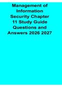 Management of Information Security Chapter 11 Study Guide Questions and Answers 2026&ndash;2027 Updated&colon; Security Controls&comma; Risk Management and Compliance