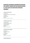 BEHAVIORAL ECONOMICS EXAMINATION QUESTIONS &NewLine;AND CORRECT ANSWER WITH EXPLANATION GRADED &NewLine;A&plus; STUDY GUIDE