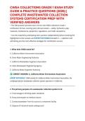 CWEA COLLECTIONS GRADE 1 EXAM STUDY GUIDE & PRACTICE QUESTIONS &lpar;2026&rpar; &vert; COMPLETE WASTEWATER COLLECTION SYSTEMS CERTIFICATION PREP WITH VERIFIED ANSWERS