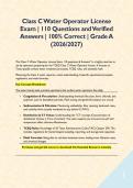 Class C Water Operator License Exam &vert; 110 Questions and Verified Answers &vert; 100&percnt; Correct &vert; Grade A &lpar;2026&sol;2027&rpar;&NewLine;&NewLine; &NewLine;