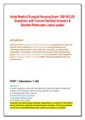 Adult Medical Surgical Nursing Exam&colon; 200 NCLEX &NewLine;Questions with Correct Detailed Answers & Detailed Rationales Latest update 
