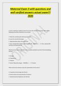 Maternal Exam 3 with questions and&NewLine;well verified answers actual exam&excl;&excl;&excl;&NewLine;2026&NewLine;