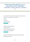 WEST COAST EMT BLOCK 3 EXAM &vert; &NewLine;QUESTIONS & 100&percnt; VERIFIED &NewLine;ANSWERS &vert; LATEST UPDATE &vert; GRADED &NewLine;A&plus;