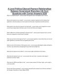 A Level Politics Edexcel-Pearson Relationships&NewLine;Between Government Branches &lpar;Uk Gov&rpar;&NewLine;Questions with Correct Answers 2026