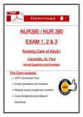 NUR390 &sol; NUR 390  &NewLine;EXAM 1&comma; 2 & 3 &NewLine;Nursing Care of Adult I  &NewLine;Concordia&comma; St&period; Paul &NewLine;Actual Questions and Answers