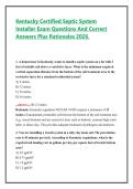 Kentucky Certified Septic System &NewLine;Installer Exam Questions And Correct &NewLine;Answers Plus Rationales 2026&period; &NewLine; &NewLine; &NewLine;1&period; A homeowner in Kentucky wants to install a septic system on a lot with 2 &NewLine;feet of suitable soil above a restrictive layer