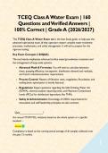 Texas Class A&comma;B&comma; C & Class D Surface Water Exam BUNDLE &vert; Questions and Verified Answers &vert; 100&percnt; Correct &vert; Grade A &lpar;2026&sol;2027&rpar;
