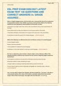 ESL PREP EXAM 2026&sol;2027 LATEST &NewLine;EXAM TEST 130 QUESTIONS AND &NewLine;CORRECT ANSWERS A&plus; GRADE &NewLine;ASSURED&NewLine;