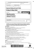 Edexcel AS Level Maths June 2026 Paper 21 Statistics Solutions