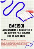 EME1501 Assignment 3 Semester 1 Memo &vert; Due 12 June 2026
