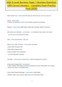 AQA A-Level Business Paper 1 Revision Questions with Correct Answers &vert; Complete Exam Practice Pack 2026&ndash;2027 & Revision Guide