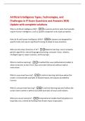 Artificial Intelligence Types&comma; Technologies&comma; and&NewLine;Challenges in IT Exam Questions and Answers 2026&NewLine;Update with complete solutions