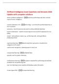 Artificial Intelligence Exam Questions and Answers 2026&NewLine;Update with complete solutions