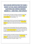 NFHS SOCCER CERTIFICATION TEST EXAM &vert; &NewLine;NEWEST ACTUAL EXAM COMPREHENSIVE &NewLine;QUESTIONS AND VERIFIED ANSWERS &NewLine;GRADED A&plus; &vert; 100&percnt; PASS &vert; 2025 UPDATE&excl; 
