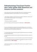 Pathophysiology Final Exam Practice Quiz Latest Update 2026 &lpar;Questions and Answers-Verified solutions