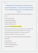 Fundamentals Of Nursing Practice Exam Questions and &NewLine;Answers With Rationales - Practice Questions with Solutions &NewLine;Newest Complete Questions And Correct Detailed Answers&vert; &NewLine;A&plus; Pass&excl;&excl;