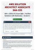 AWS Solution Architect Associate SAA-C03 200&plus; &lpar;2026 27&rpar; Exam Q&A   Verified Solutions with Rationales   Grade A&plus;